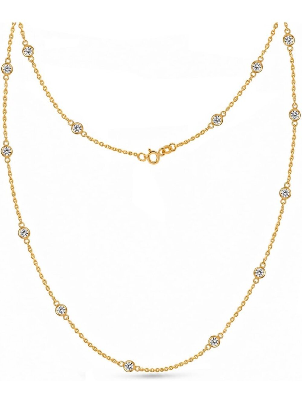 925 Sterling Silver CZ Station Necklace for Women | Adjustable Italian Chain